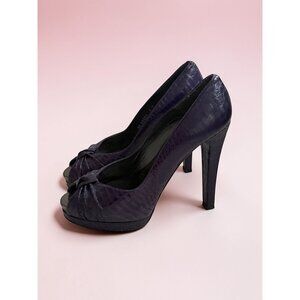 STUART WEITZMAN Purple Leather Platform Peeptoe Heels Size 8